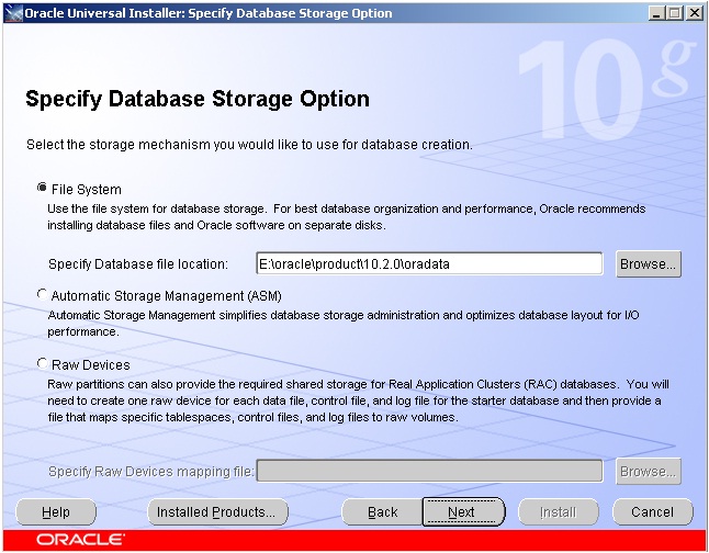 ABAP开发环境建立：Oracle安装，指定数据文件