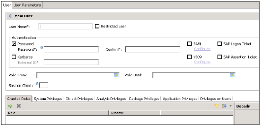 HANA新用户配置项