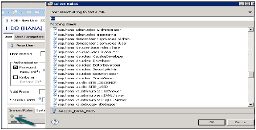 HANA给用户赋予角色