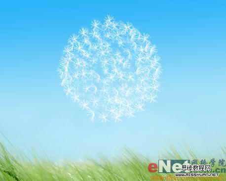 Photoshop制作逼真的风中蒲公英